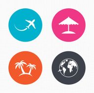 Travel trip icon Airplane world globe symbols N6