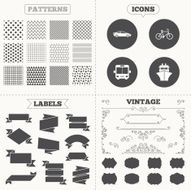 Transport icons Car Bicycle Bus and Ship N4