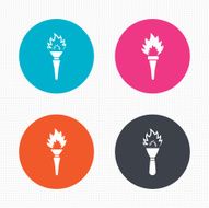 Torch flame icons Fire flaming symbols