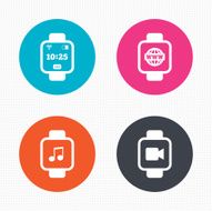 Smart watch icons Wrist digital time clock N3