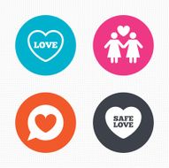 Lesbians couple sign Speech bubble with heart