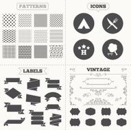 Food hotel camping tent and tree signs N2
