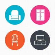 Furniture icons Cupboard chair and TV table N5