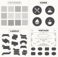Food icons Muffin cupcake symbol Fork knife N9