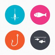 Fishing icons Fish with fishermen hook symbol N7