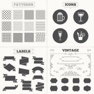 Alcoholic drinks signs Champagne beer icons N8