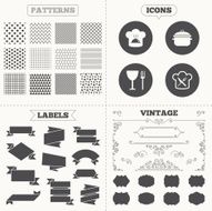 Chief hat cooking pan icons Fork and knife N6