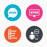 BYOD signs Human with notebook and smartphone N3