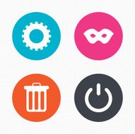 Anonymous mask and gear signs Recycle bin icon N4