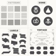 Wedding dress icon Bride and groom rings symbol N37