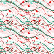 Floral seamless pattern Abstract waves with leaves eco nature background N28