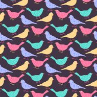 Seamless pattern of different colored wild birds