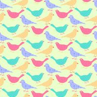 Seamless pattern of different colored wild birds N2