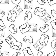 Birds and letter mail seamless pattern Doodle vector background