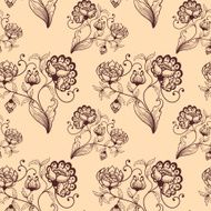 Retro seamless background with stylized flowers