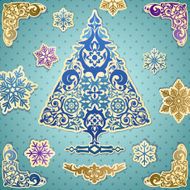 Scrapbooking card with stylized vector Christmas tree