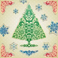 Scrapbooking card with stylized vector Christmas tree N2