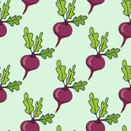 Cartoon hand drawn seamless pattern with beet vegetables