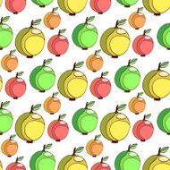 Vector seamless pattern with colorful apples Fruits stylized background N2