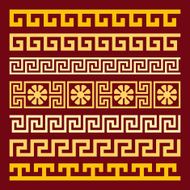 vector set gold Greek ornament Meander