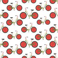 Seamless colorful background made of bike with watermelon wheels