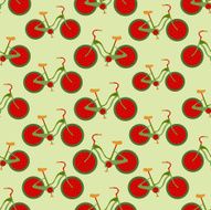 Seamless colorful background made of bikes with strawberry wheel