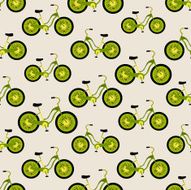 Seamless colorful background made of bikes with kiwi wheels