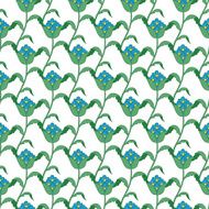 Vector Blue Green Turkish Flowers Geometric Seamless Pattern
