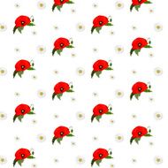 Seamless pattern with chamomile and poppies flowers N3