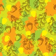 Seamless pattern with decorative oak leaves and acorns N2