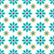 Floral seamless pattern with blue flowers on white background