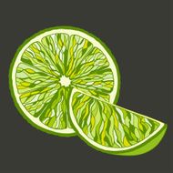 Slice of ripe limes on dark background