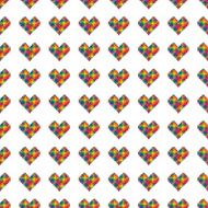 Rainbow pixel heart pattern
