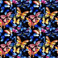 Watercolor butterfly seamless pattern N3