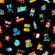 Pattern of modern flat design seaside travel vacation icons and