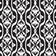 Black and white seamless geometric pattern with decorative shapes flowers N3