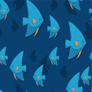 Seamless texture Sea fishes on blue background