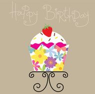 Birthday with Cupcake Illustrator Design