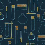 Seamless Texture Set of test tubes on a dark background