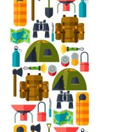 Tourist seamless pattern with camping equipment in flat style N2