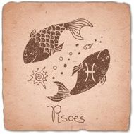 Pisces zodiac sign horoscope vintage card N2