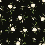 Seamless pattern with white lisianthus flowers Vector illustration