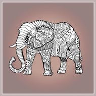 Decorative elephant with elements of a flower ornament patterned design