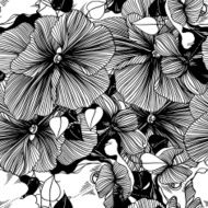 seamless abstract monochrome vector pattern from flowers N2