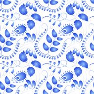 Seamless texture with floral ornament in the Gzhel style Vector