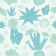 Vector Desert Cacti Seamless Pattern