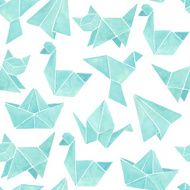 Watercolor origami seamless pattern