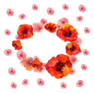 White background with watercolor poppies