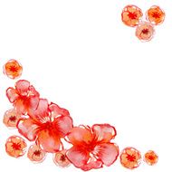 Watercolor red and purple flowers with copy space N2