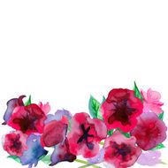 White background with watercolor violets and copy space